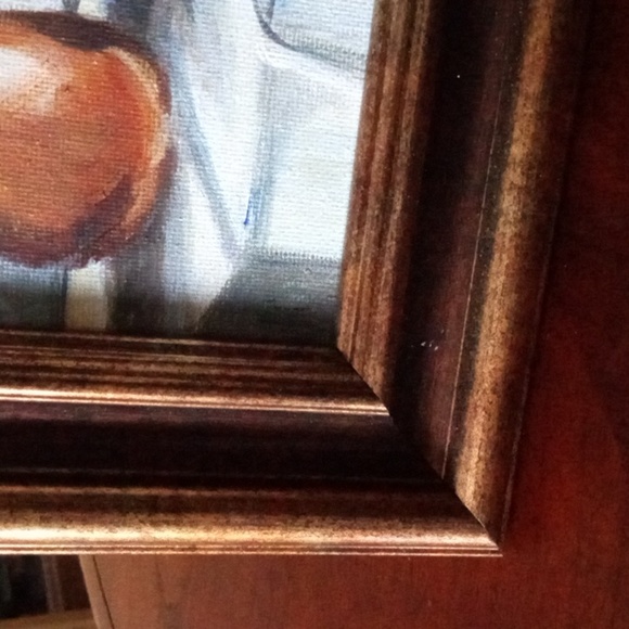 New Original Acrylic Painting "Three Pears" 5" x 7" plus frame. Green, warm gold - Picture 3 of 5